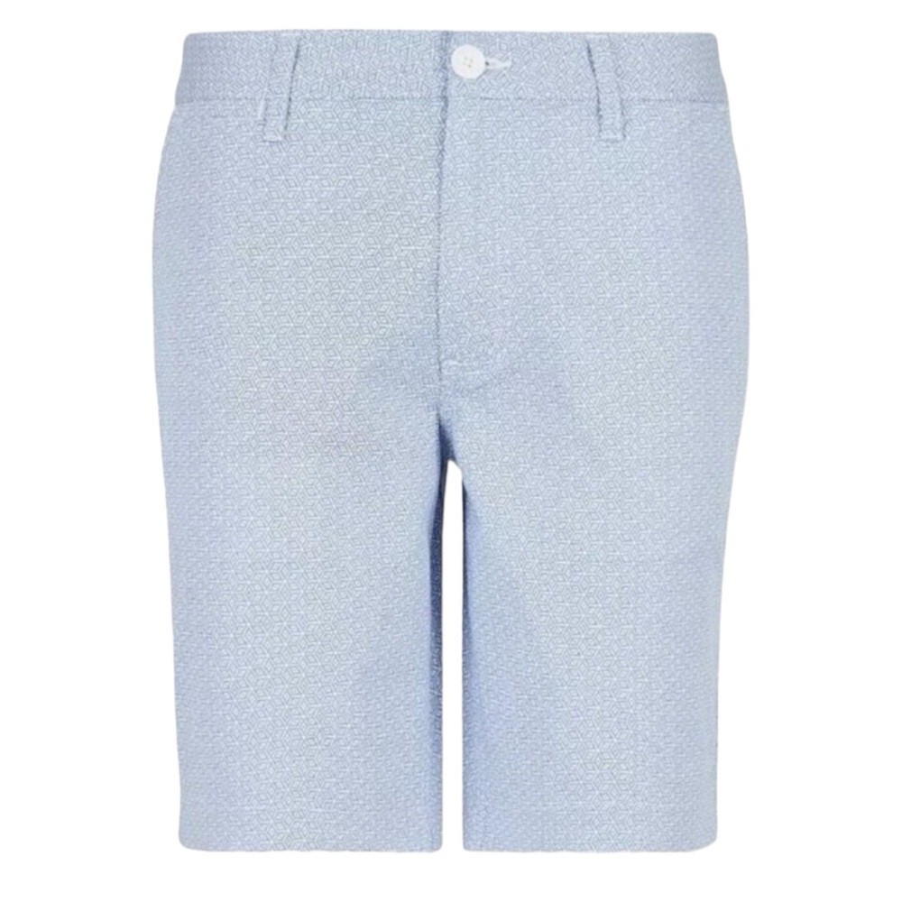 NWT Armani Exchange Mens 30 Waist Geo-Print Twill Blue & White‎ 9" Inseam Shorts